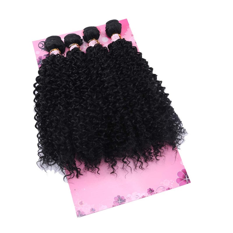 FRELYN Kinky Curly Hair Bundles Synthetic Hair Weave Bundles 18 18 20 20 Inches 4 Pieces/Pack Black Color Quick Weave Sew in Extension Very Soft - Image 4